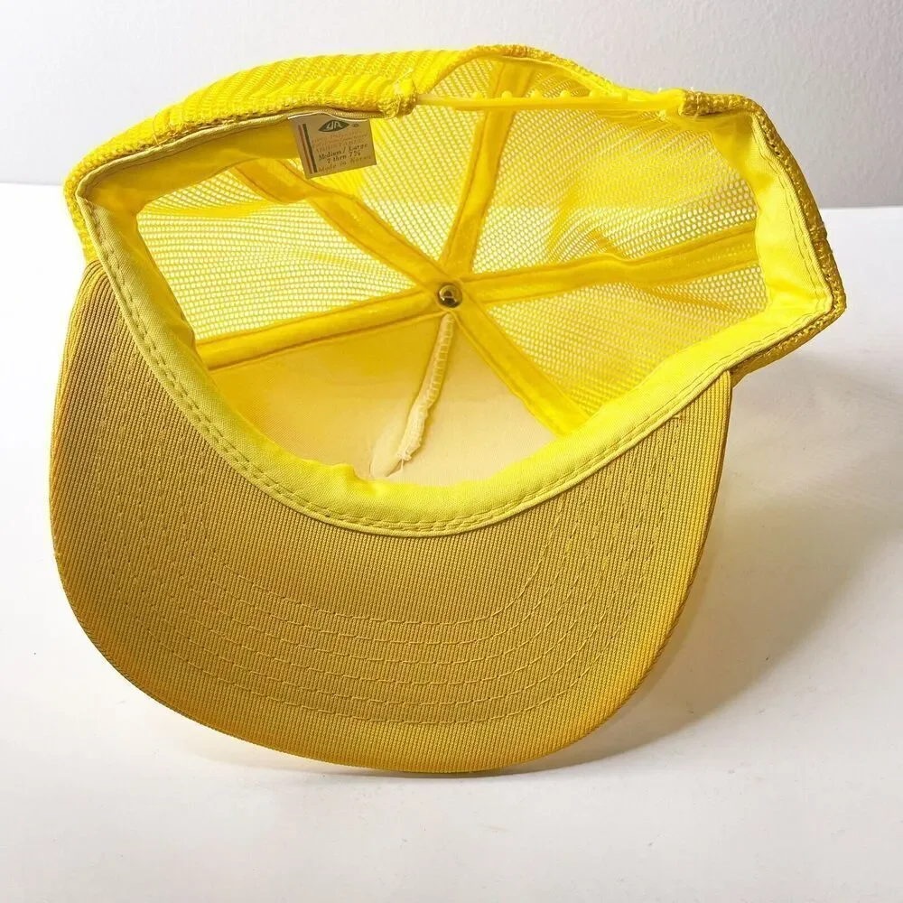 Vintage Mesh Snap Back Trucker Hat Yellow Foam‎ Texas Chesterton Gulf Coast Cap